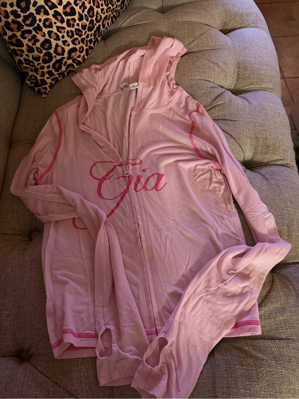 I.AM.GIA Light Pink Hooded Zip-Up Jacket with Script Logo